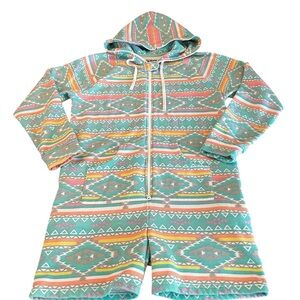 Chubbies Multicolor Geometric Hoodie Jumpsuit Women’s Size Medium